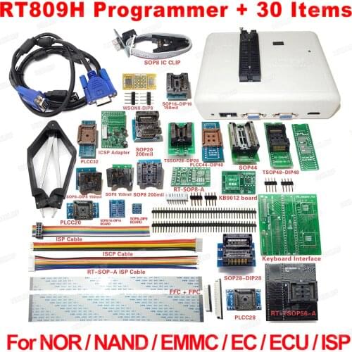 RT809H Universal EMMC-Nand FLASH Programmer +30 Adapters +TSOP48 Adapter +TSOP56 Adapter +SOP8 Test Clip WITH CABELS Free Ship