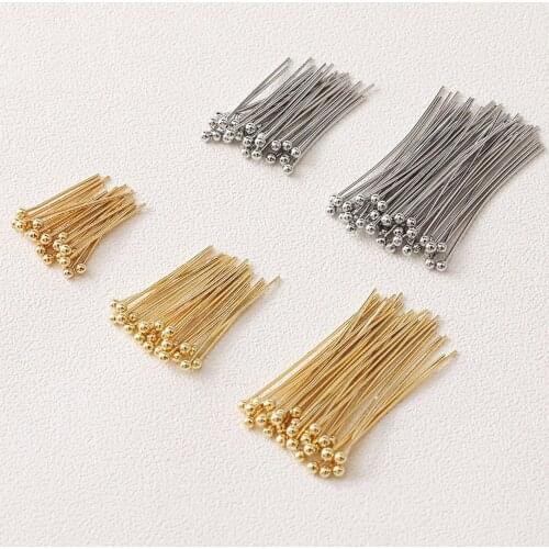50PCS Brass Ball Head Pins for Jewelry Making Supplies Findings Components DIY Earrings Hand Made 18 K Gold Plated Accessories