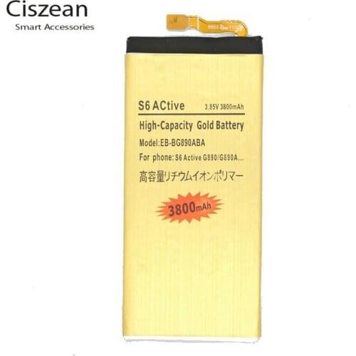 Ciszean 1x 3800mAh EB-BG890ABA Replacement Gold Battery For Samsung Galaxy S6 Active LTE-A SM- G890 SM- G890A G870A Batteries