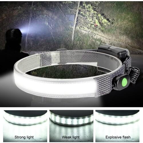 Waterproof COB Headlight 26 LED Wide Light Headlamp 3 Light Modes Torch Camping Fishing Bicycle Flashlight Power by AA Battery