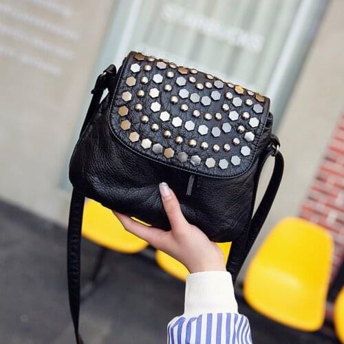 Winter Rivet Black Shoulder Bag For Women PU Leather Messenger Bag 2021 New Crossbody Bag Casual Lady Handbag Daily Pouch Bolso