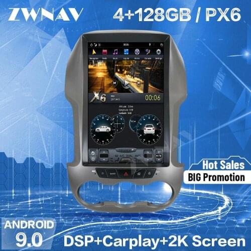 128GB Tesla Screen For 2015 2016 2017 2018 2019 Ford Ranger Ford F250 Android 9 Player GPS Unit Auto Audio Recorder Radio Stereo