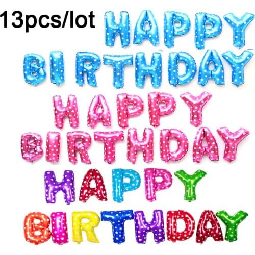 13pcs/lot foil balloons accessories 2019 new Silver Gold Children Happy Birthday balloons wedding party Decoration letter Ballon