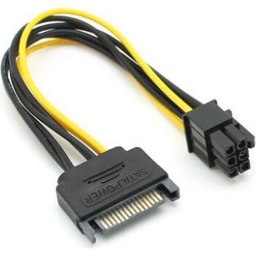 3pcs/lot 15Pin SATA TO PCI-E 6Pin Adapter Power Supply Cable CORD 18AWG Wire For PCIe Graphics Video Display Card PC