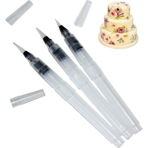 1pc 3pcs Coloring Water Pen For Watercolor Fondant Cake Decorating Decor Craft DIY Tools Water Brush Painting Pen