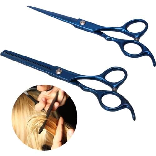 6in Barber Hairdressing Salon Chrome vanadium stainless steel scissors Cool Blue Cutting/Thinning Professional Barber Shears