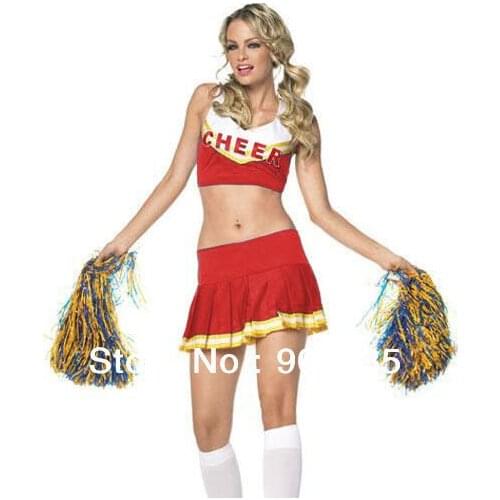 FREE SHIPPING Girls Cheerleader Uniform School Girl Costume Full Outfits Fancy Dress Costume S-L