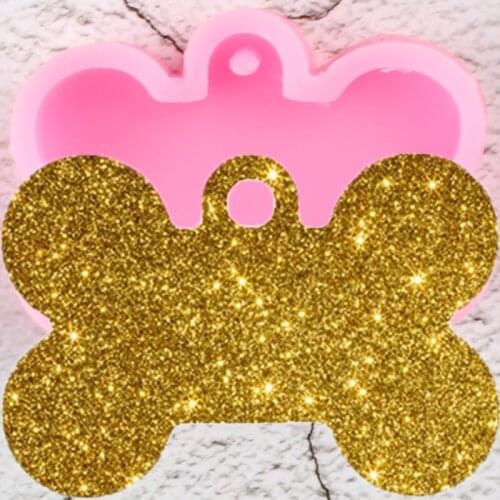Shiny Dog Bone Shape keychains Silicone Mold Key Chain Pendant Polymer Clay DIY Jewelry Making Glitter Epoxy Resin Moulds