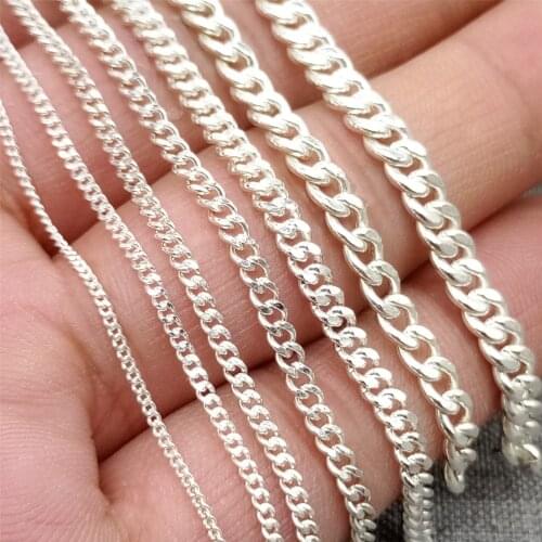 925 Sterling Silver Unfinished Curb Chain for Necklace Bracelet 100cm