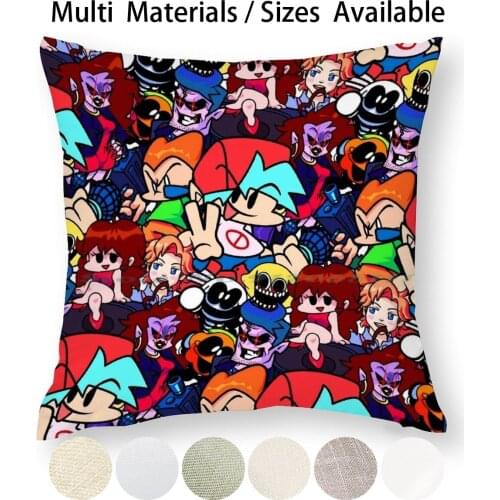 Friday Night Funkin Collage Pillow Case Throw Pillow Cover Cotton Linen Flax Boyfriend Keith Picos School Fnf Friday Night