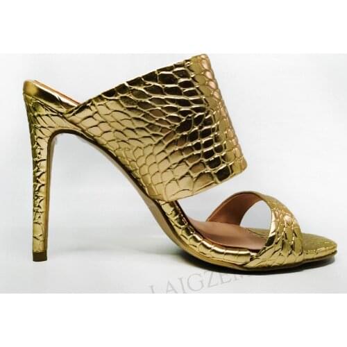 DOBANER SUPER Women Sandals Open Toe Slip On Stiletto High Heels Pumps Prom Wedding Party Slides Shoes Woman Size 43 45 48 50 52