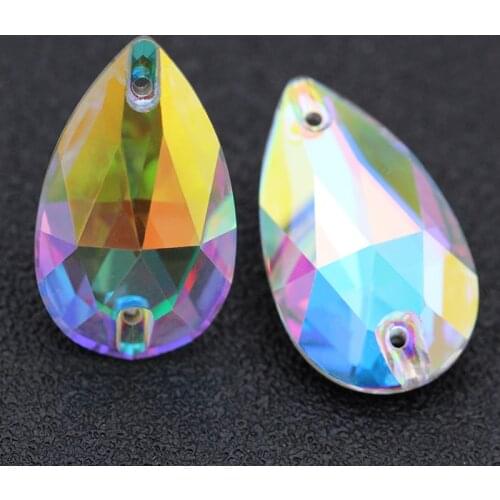 Drop Crystal AB K9 Flatback Sew-on Rhinestones on Clothe Strass Glass for Diy Craft Christmas/Clothing Garment Decoration Jewelr