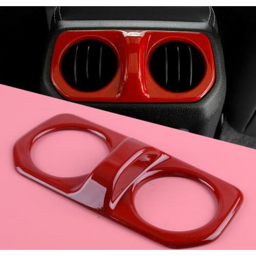 DWCX 16.7x 7.9cm ABS Interior Rear Air Condition Vent Outlet Cover Trim Moulding Red Fit For Jeep Wrangler JL 2018 2019