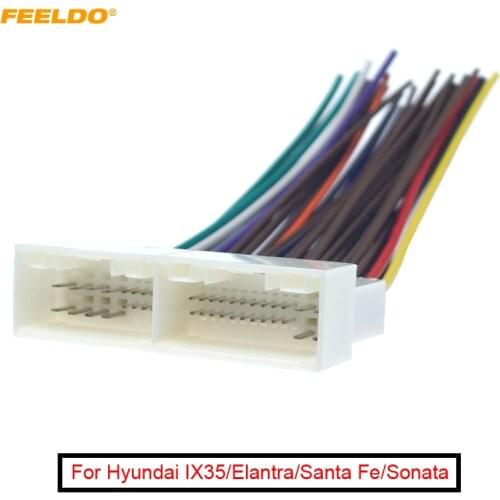 FEELDO 1PC Car Radio Audio 42Pin Wiring Harness Adapter For Hyundai IX35/Elantra/Santa Fe/Sonata CD/DVD Stereo Installation