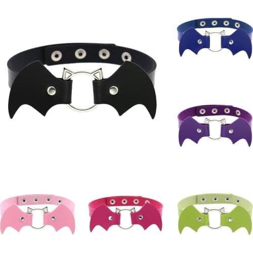 Gothic Bat Wing vampire PU Leather Collar Necklace Halloween masquerade Cosplay props