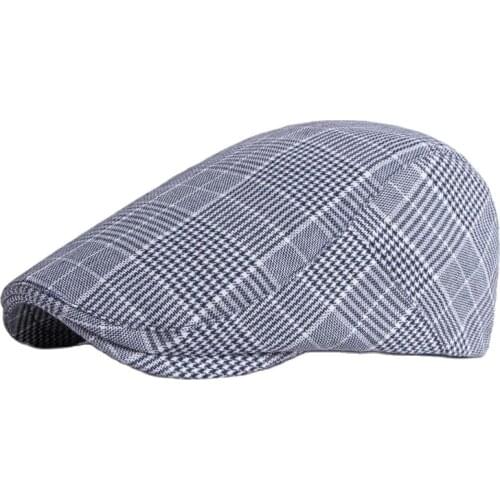 Cotton Spring Summer Fashion Joker Plaid Newsboy Caps Flat Peaked Cap Men and Women Painter Beret Hats 94