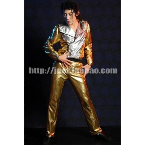 MJ Michael Jackson History Golden Jacket and Pants Costume Cosplay for Fans