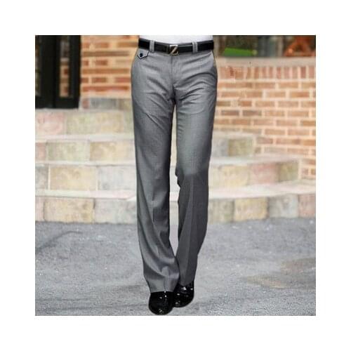 2021 New Mens Flared Boot Cut Trousers Business Casual British Style Office Meeting Slim Comfortable High Quality Black Suit