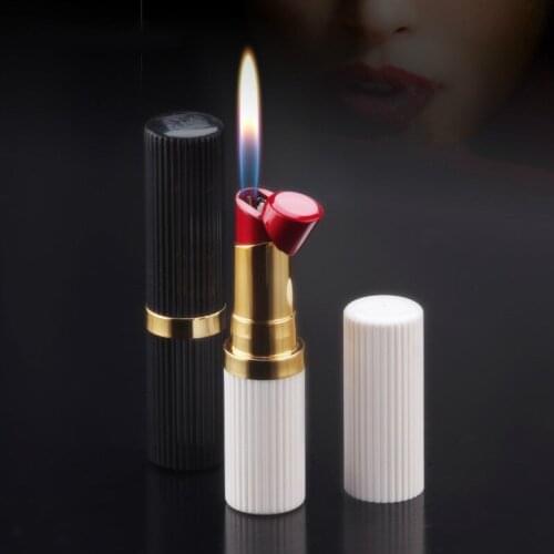 Fmale Lipstick Inflatable Fierce Firepower Lighter Butane Gas Encendedores Metal Isqueiro Cigarette Accessories Gadgets for Men