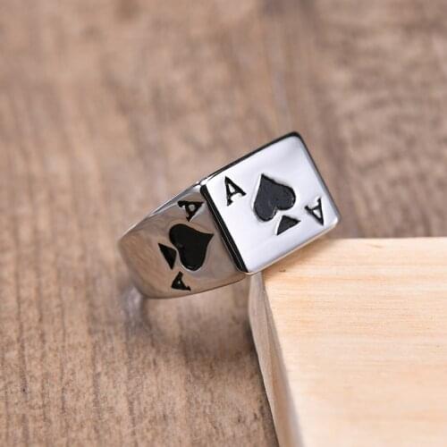 Stainless Steel Poker Ring for Men Ace Of Spades Ring