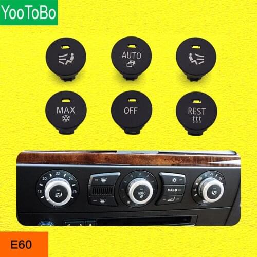 For BMW 5 Series E60 Air Conditioning Panel Switch Button Central Control Knob Cover MAX AUTO OFF REST Seat Ventilation