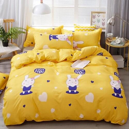 Yellow Duvet Cover 220x240 Pillowcase 3Pcs,Cartoon Rabbit 175x220 Quilt Cover,200x230 Bed Cover,Queen King Size Bedding Set 2020