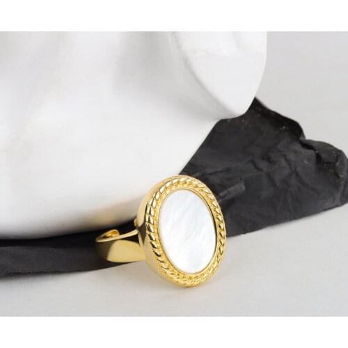 Retro Irregular Oval Round Shell Open Rings for Women Men Gold Silver Color Party Jewelry Rings Gifts