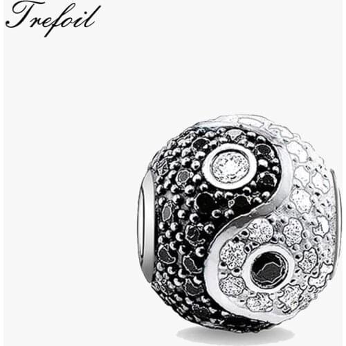 DIY Making Beads Tai Chi Charm 5mm Hole,Fashion Silver Jewelry Ethnic Gift For Women Men Boy Girl Fit Bracelets Necklace 2018