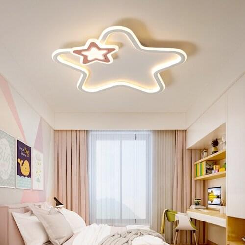 Childrens room ceiling light girl led pink star roof lights boy bedroom lamp Nordic girl girl color star home lamp