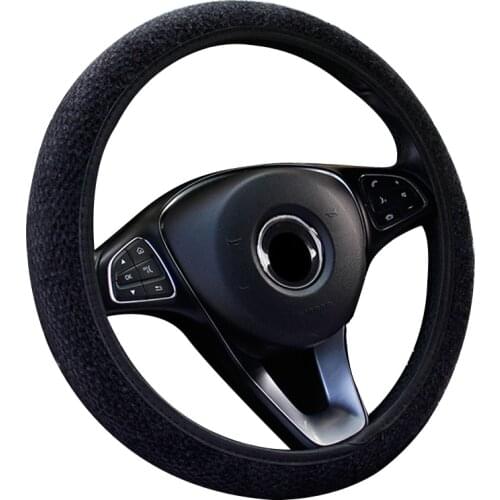 Warm Plush in Winter Car Steering Wheel Cover Without Inner Ring Wrap Suitable For 37-38CM/14.5"-15" Hand Grip Protecter