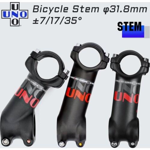 UNO MTB Bike Stem 7/17/35 Degree 31.8*60/70/80/90/100/110/120/130mm Short Stem Bicycle Part Matte Stem Bicycle King Kalloy Stems