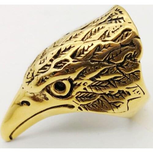 High quality Big Eagle head rings Antique color Stainless steel Biker cool eagle rings for men jewelry BKRG0003