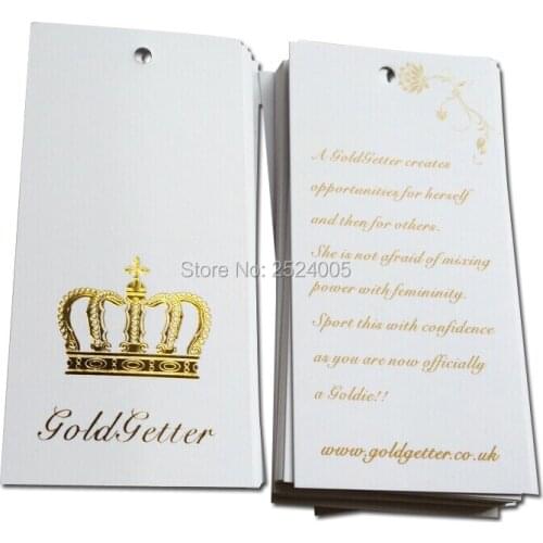 Custom golden stamping hang tag/clothing bag paper swing tags/paper tags/garment printed labels/gold logo 1000 pcs a lot