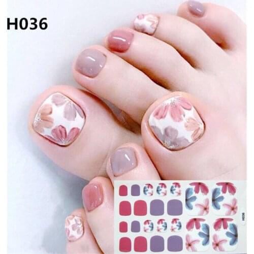 1 Sheet Fashion Multicolor Toenail Stickers Full Cover Self-Adhesive Nail Polish Wraps for Feet Stickers Women