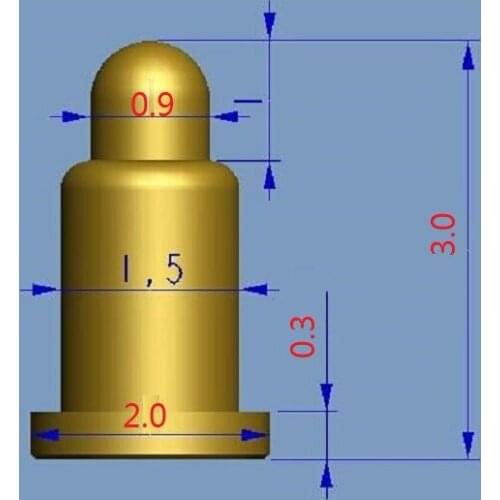 10pcs Ultra small 3u Gold plate spring loaded pogo pin connector Diameter 2.0mm 3.0mm heigth brass material force 50g