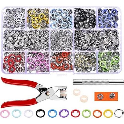 100/150/200 sets of 9.5mm metal button hollow buckle metal snap button with five claws 10 color + installation tools pliers