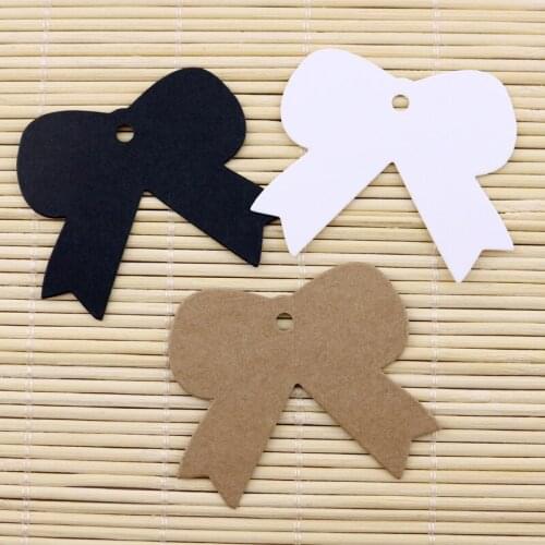 100pcs/lot Thick Kraft Paper Hand Tag Cute Bowknot Design 5.4x5cm Jewelry Display Card/Tags Earring Card Free Shipping