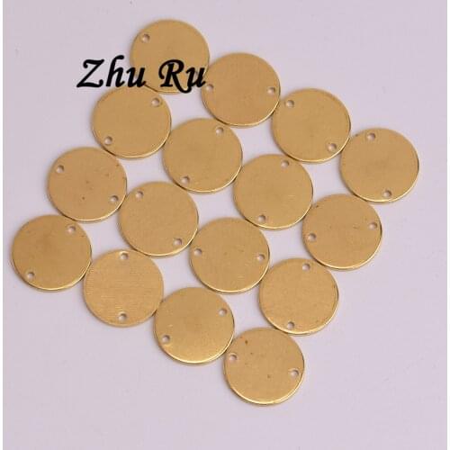 14mm 20pcs copper Charms Accessories DIY Double hole round button big Gasket tray connector for Necklace Jewelry Making