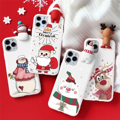3D Christmas Deer Snowman Case For iPhone XR 7 8 Plus 6 6s 5 5s SE 2020 X XS Max Cover For iPhone 12 Mini 11 Pro Max TPU Coque