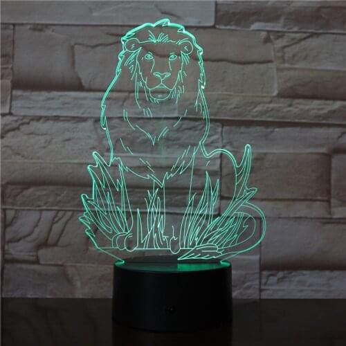 3D Led Lion Simba King Model Night Light Usb 7 Colors Black Base Table Lamp Home Decor Kids Boy Birthday Decorations 2708