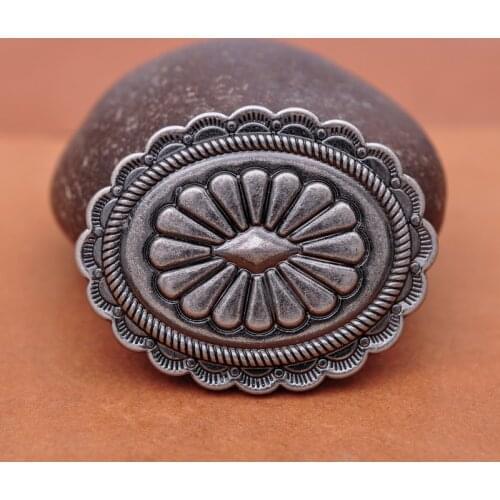 48*38MM 10X HEAVEY ANTIQUE WESTERN SOUTHEAST TRADITIONAL FLOWER ARTS STAMPED SADDLES CONCHOS SCREW BACK FOR LEATHER CRAFT BELT