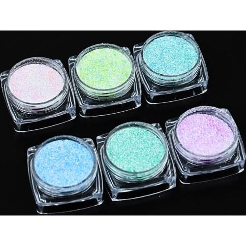 6Jars/Set Sugar Effect Powder Thin Dust Candy Sweet Colors Summer Nail Art Decorations Manicure DIY Salon Glitter Powder Tc#010