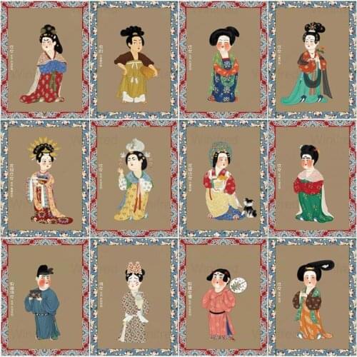 5D DIY Diamond Painting Traditional Chinese Tang Palace Ladies Cartoon Portrait Painting Diamond Embroidery Art Cross Stitch Kit