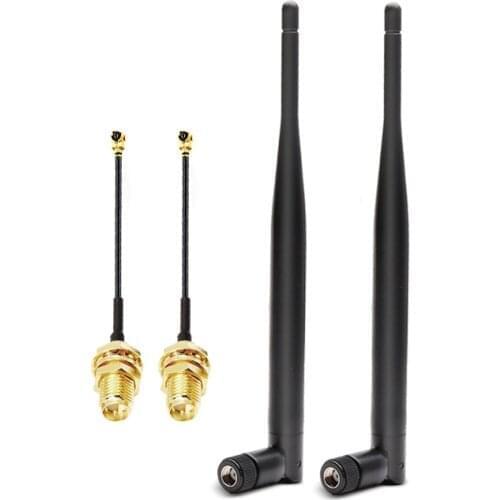 2pcs Antenna+2pcs pigtail for wifi bluetooth module 2.4G 5G 5.8G RG1.13 U.FL to SMA Cable IPEX to SMA Pigtail Jumper Jack