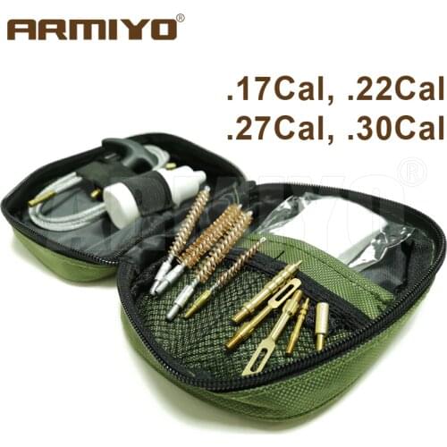 Armiyo 42pcs/set .17Cal .22Cal .27Cal .30Cal Gun Bore Cleaner Pistol and Rifle Barrel Cleaning Brush Kit Hunting Accessories