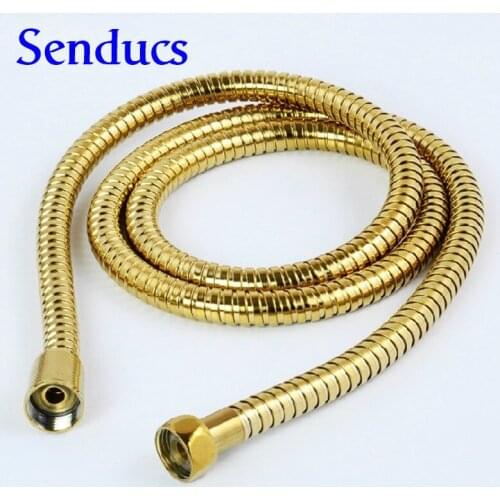 Free shipping high quality stainless steel shower shose with golden shower hose for bathroom shower faucet from senducs shower