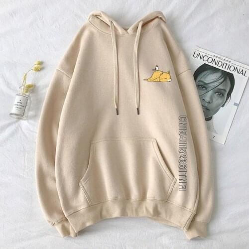 Plus Velet Cartoon Sweatshirts Women Harajuku Oversize Hoodies Printed Japanese Korean 2021 Autumn Casual Pullovers Female Tops