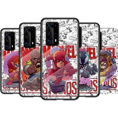 Tempered Glass Cover Hero Marvel Member For Huawei P40 P30 P20 P10 Pro Plus Lite 5G 2019 Phone Case