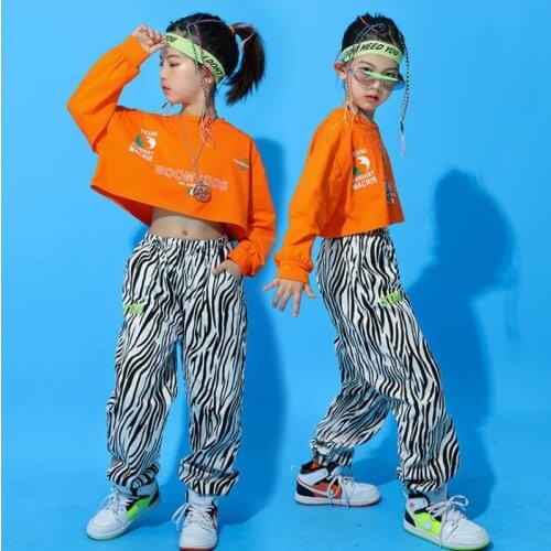 Kids Hip Hop Clothing Concert Outfits Crop Tank Sweatshirt Streetwear Zebra Pants For Girls Boys Jazz Dance Costumes Clothes