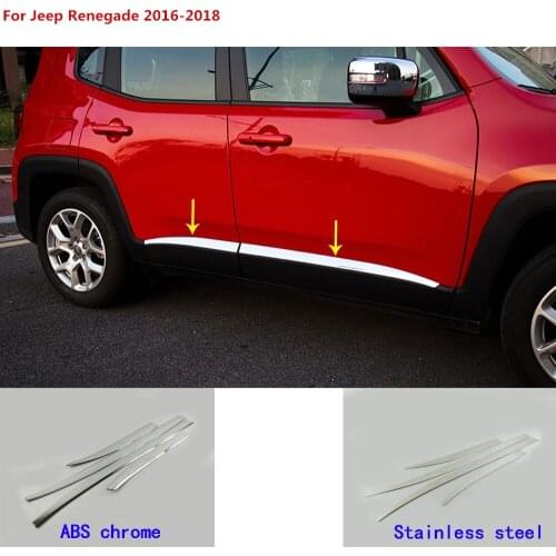 For Jeep Renegade 2016 2017 2018 car detector ABS chrome/stainless steel Side Door Body trim sticks Strip Molding hoods 4pcs
